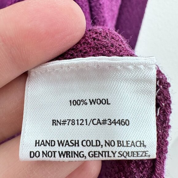 Eileen Fisher Bright Purple 100% Wool Cropped Long Sleeve Layering Sweater Med - Picture 3 of 5